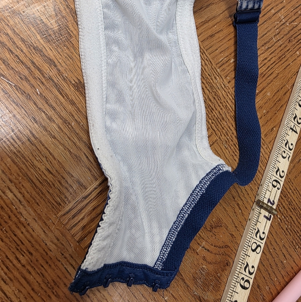Cacique Blue White Cotton Boost Plunge Underwire Bra 42DD - Picture 5 of 12